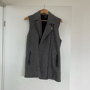 Club Monaco Moto Long Grey Wool Vest